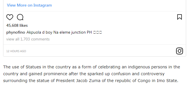 Indigenous Rapper Phyno Gets a Statue in Eleme, Port Harcourt [photos]