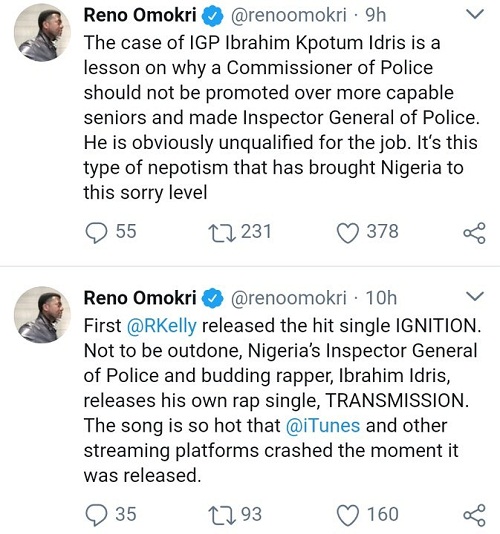 Author and lawyer, Bemigho Reno Omokri has reacted to the humiliating show of shame by the IG of Police in Kano on Monday. Idris who was present for the commissioning of the Force Technical Intelligence Unit could not read his own speech abt the event.
