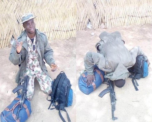 Nigerian Soldier Grateful To God After Serving In Maiduguri For 4 Years And Now Returning Home Alive To His Mother And Wife [Photos]