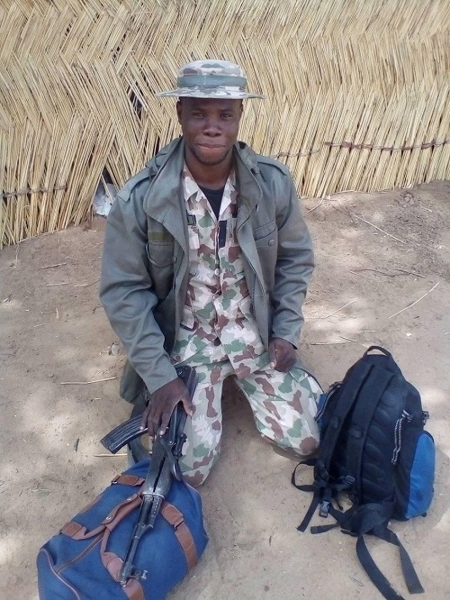 Nigerian Soldier Grateful To God After Serving In Maiduguri For 4 Years And Now Returning Home Alive To His Mother And Wife [Photos]