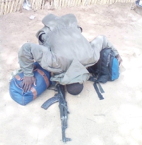 Nigerian Soldier Grateful To God After Serving In Maiduguri For 4 Years And Now Returning Home Alive To His Mother And Wife [Photos]