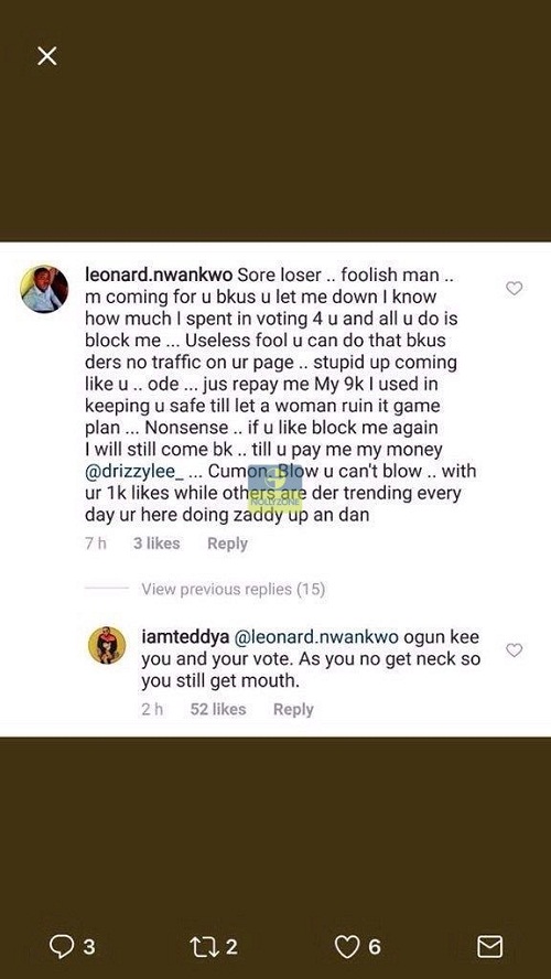 “Ogun Kee You And Your Vote” – Teddy A Replies Fan Who Insulted Him