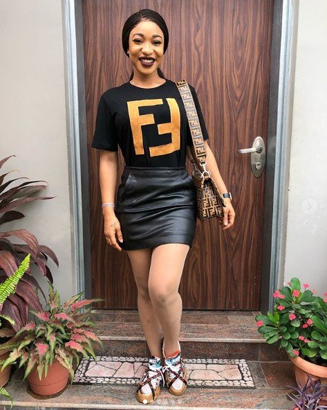 Tonto Dikeh Caught Rocking A Fake Fendi T-Shirt [Photos]