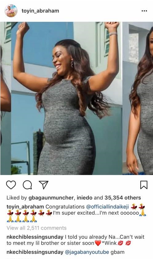 You need to See How Toyin Abraham Reacted to Linda Ikeji’s Pregnancy News