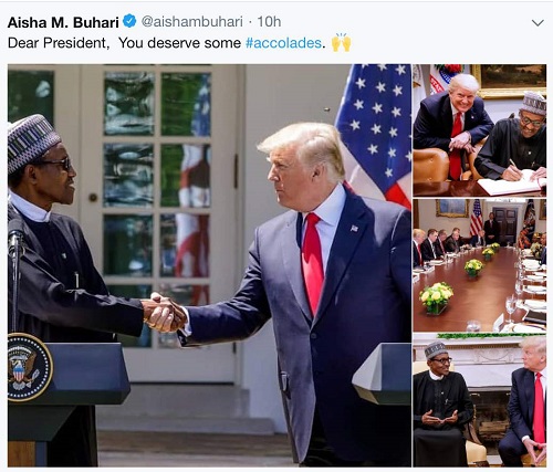 Our Dear President, You Deserve Some ‘Accolades’ – Aisha Buhari tweeets