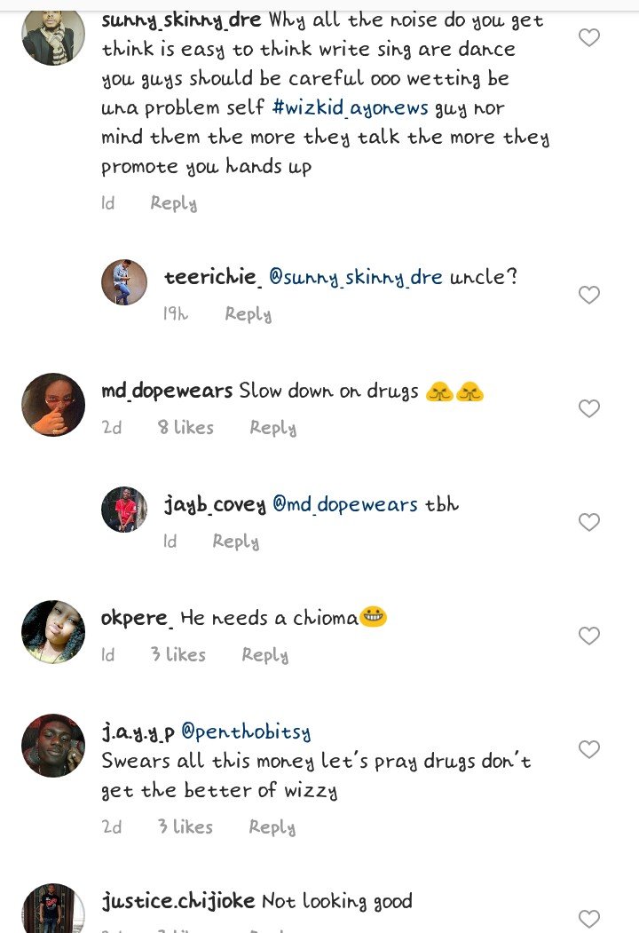 ‘Wizkid, You Look Sick, Stop Smoking’ — Concern Fans Reacts Over Wizkid’s New Photos