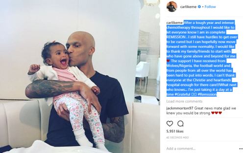 Carl Ikeme Announces His Retirement from Football after Battle with Acute Leukamia