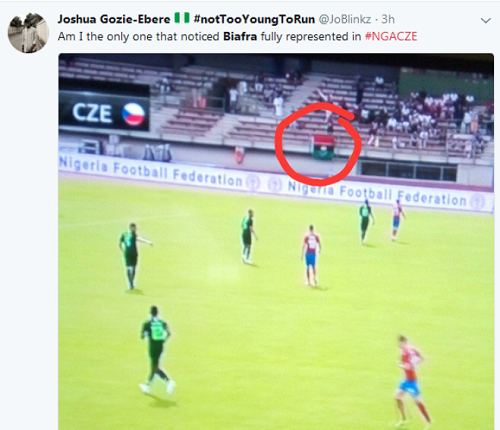Biafran supporters stormed Super Eagles friendly match against Czech Republic in Austrai with their flags.