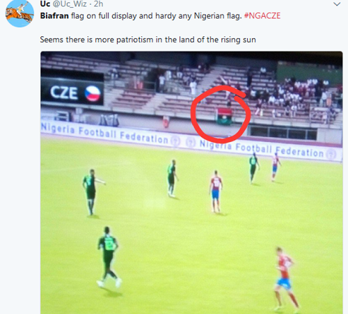 Biafran supporters stormed Super Eagles friendly match against Czech Republic in Austrai with their flags.