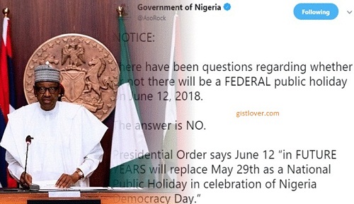 The Federal Government Has Announced That June 12 This Year Will Not Be Marked As A Public Holiday