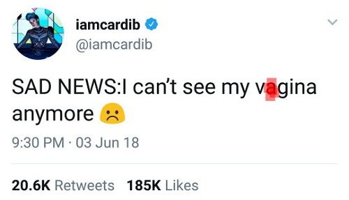 Rapper Cardi B Says She Can No Longer See Her Veejay