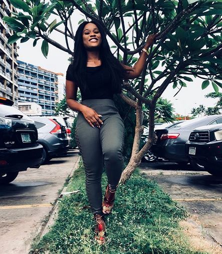 #BBNaija: Cee-C shows off her curves in laced up fashion pants, as she celebrates Teddy A on his Birthday