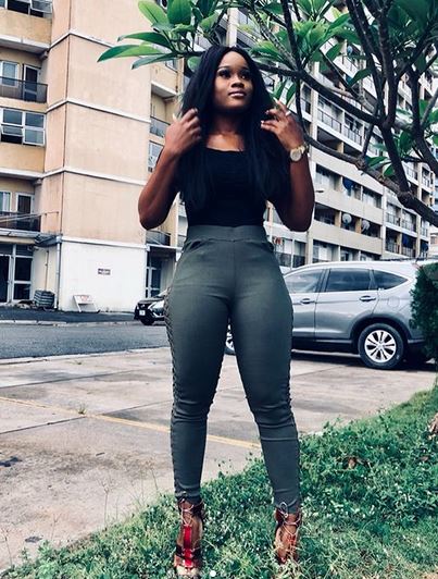 #BBNaija: Cee-C shows off her curves in laced up fashion pants, as she celebrates Teddy A on his Birthday
