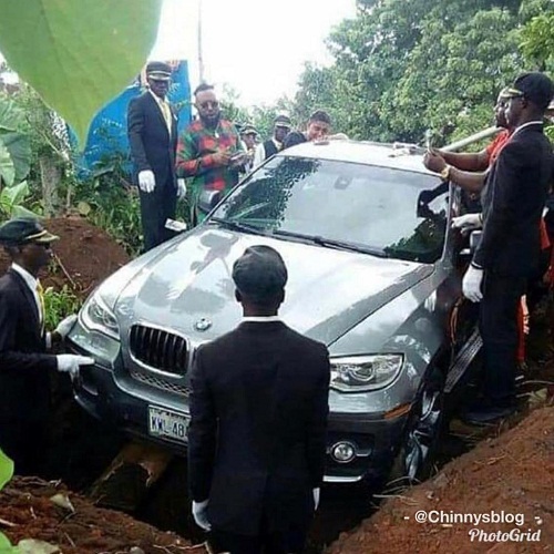 Madness or Love? Man Buried His Father with A Brand New BMW Alleged To Be Worth N33M [See Picture]