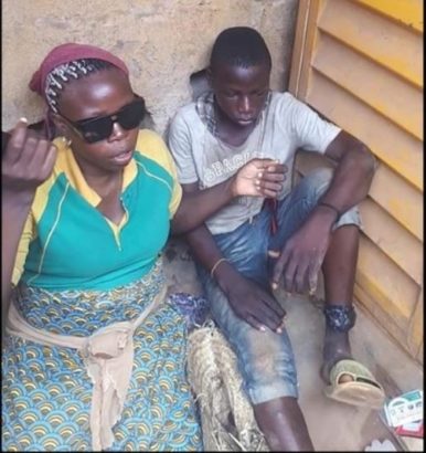 Fake Female Blind Beggar and Her Accomplice Son Caught In Lagos [Photos]