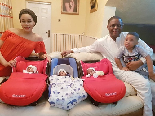 Excited Femi Fani Kayode Shows Off His Triplets As They Return From Hospital [Photo]