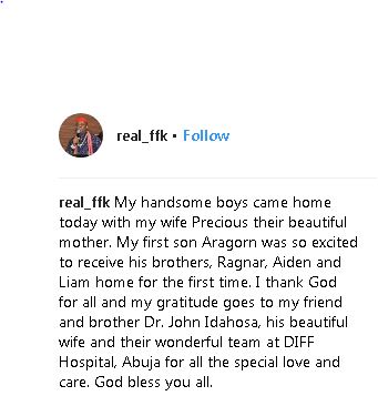 Excited Femi Fani Kayode Shows Off His Triplets As They Return From Hospital [Photo]