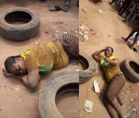 Heartbroken Lady Gets Drunk after Her Shop Was Demolished By Anambra State Government