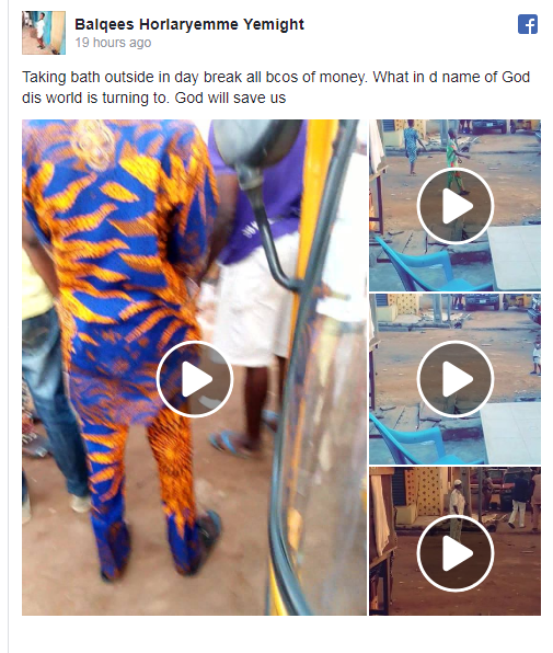 Man Spotted Bathing N@K. E. D In Broad Daylight At A T-Junction In Lagos [Photos]