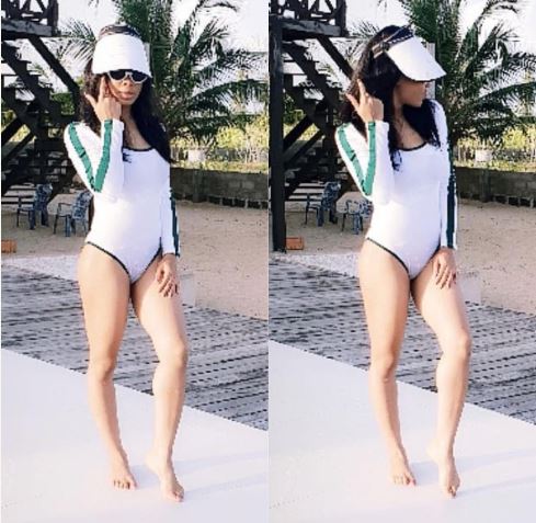 #BBNaija: Nina Slays In White Swimsuit [Photos]