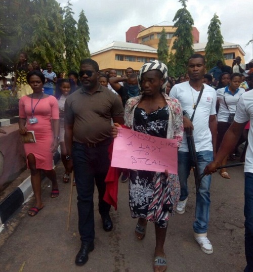 Oko Polytechnic Parades Male Student Who Disguised As A Female to Rob In Female Hostel [Photos]