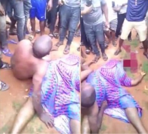 Angry Mob Stripped Policeman Naked In Anambra State after Killing A Lady [Video/Photo]