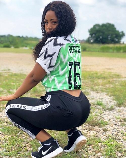 Nollywod Teenage Actress, Regina Daniels Dazzles In Super Eagles Jersey [Photos]