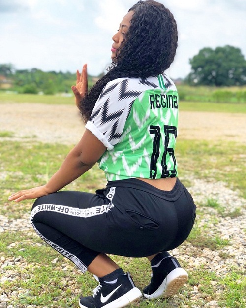 Nollywod Teenage Actress, Regina Daniels Dazzles In Super Eagles Jersey [Photos]