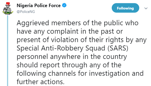 #EndSARS: Police Force Release Official Telephone Numbers For Victims to Lodge Complaints