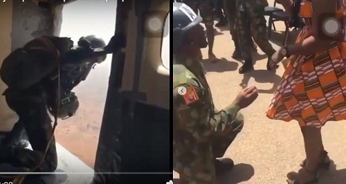Hiaa!! Nigerian Soldier Jumps from Plane with Parachute to Propose To His Girlfriend [Video]