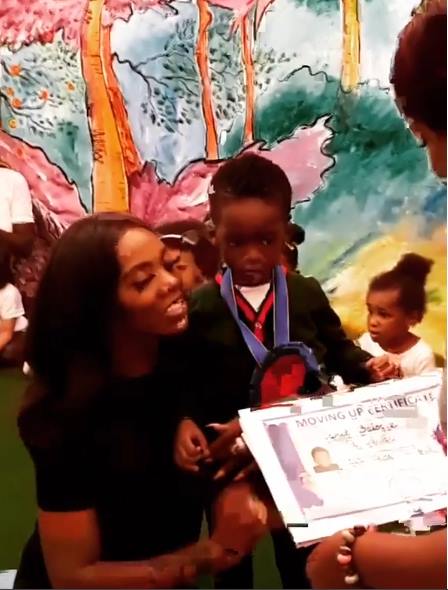 Photos of jimil, tiwa savage’s son as he graduates from Kindergarten [photo]