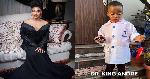 Sweet Mother,Tonto Dikeh, Dresses Her Son, King Andre As A Doctor