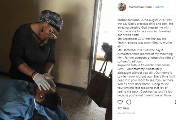 Months Later, Actress Eucharia Anunobi Shares Photo with Her Son’s Corpse, Pens Emotional Tribute Him