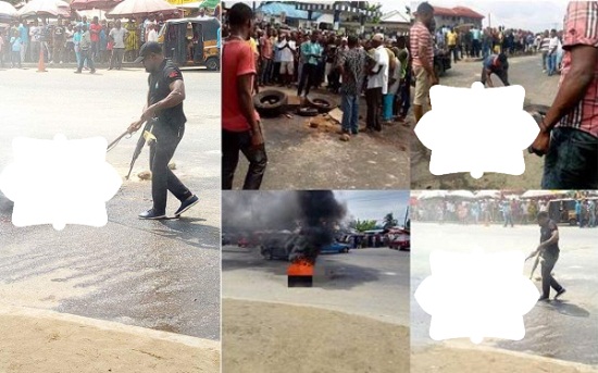 Angry Mob Burnt Motorcycle Thief To Death In Uyo [Photos]