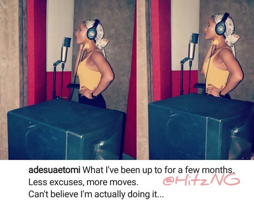 Banky W Wife, Adesua Etomi Dumps Her Acting Career Hits The Studio To Launch New Music Career