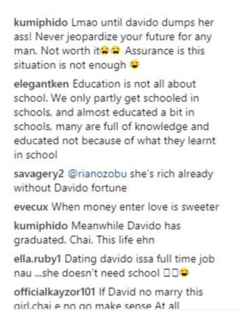 Chioma Reacts to Droping Out of School for Davido, After Fans Stormed Her Page