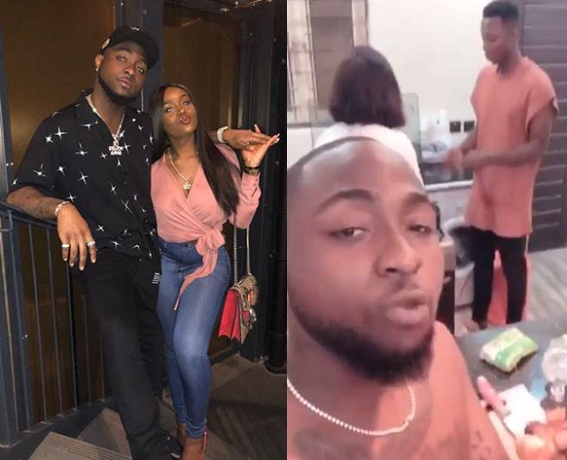 Excited Davido, Praises His Girlfriend, Chioma As She Cooks For Him and His Entire Team