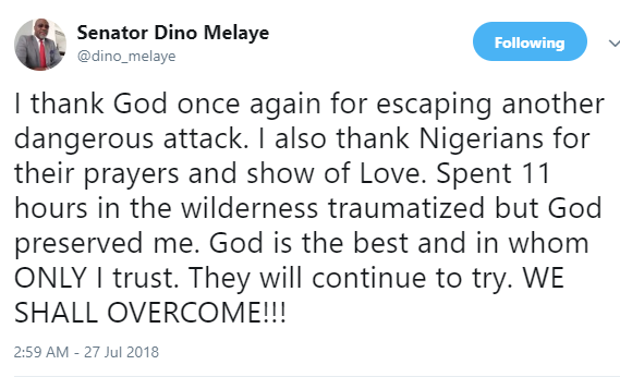 Dino Melaye Appears From Nowhere After Missing For Almost 24hours, Reveals How He Spent 11 Hours in the Wilderness [Details]