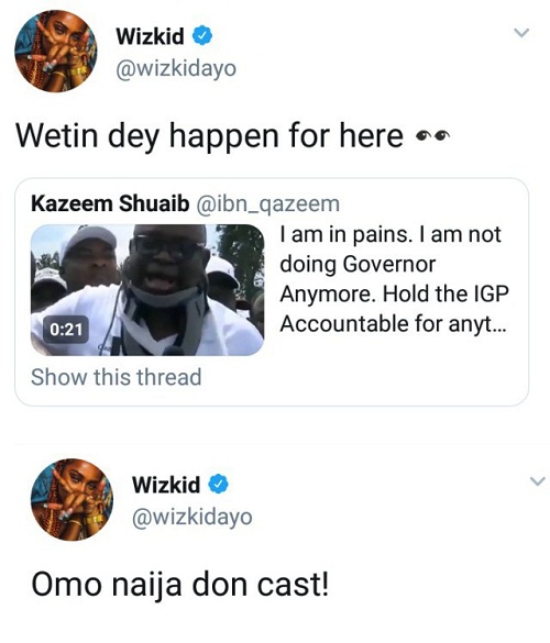 Wizkid Reacts to Report of Governor Fayose’s Collapse When Police Fired Teargas [See Pictures]