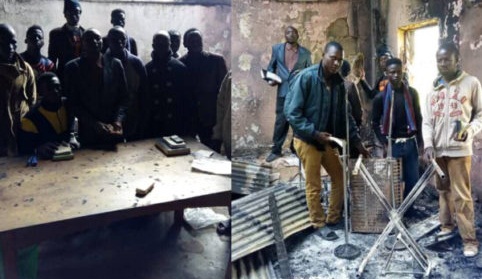 Heartbroken Residents Worship in Their Burnt Church after Plateau Massacre [Photos]
