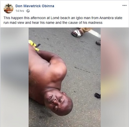 Yahoo plus!!! Nigerian Man ‘Runs Mad’ In Togo Beach, Confesses To Money Rituals [Photos/Video]