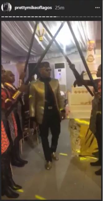 Lagos Socialite and Big Boy, Pretty Mike Storms DJ Consequence’s Wedding With His Wakanda Princesses [Photos]