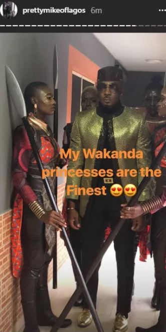 Lagos Socialite and Big Boy, Pretty Mike Storms DJ Consequence’s Wedding With His Wakanda Princesses [Photos]