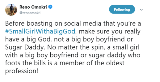 Reno Omokri Reacts To “Small Girl Big God” Debate, Airs His Own View