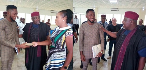 Millionaire Miracle, Receives $25,000 from Governor Rochas Okorocha [Photos]