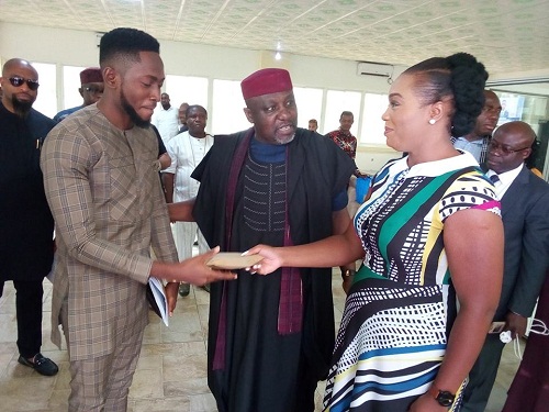 Millionaire Miracle, Receives $25,000 from Governor Rochas Okorocha [Photos]