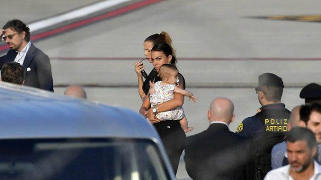 Photos Of King RONALDO As He Lands In Turin With His Girlfriend Ahead Of First JUVENTUS Training [Photos]