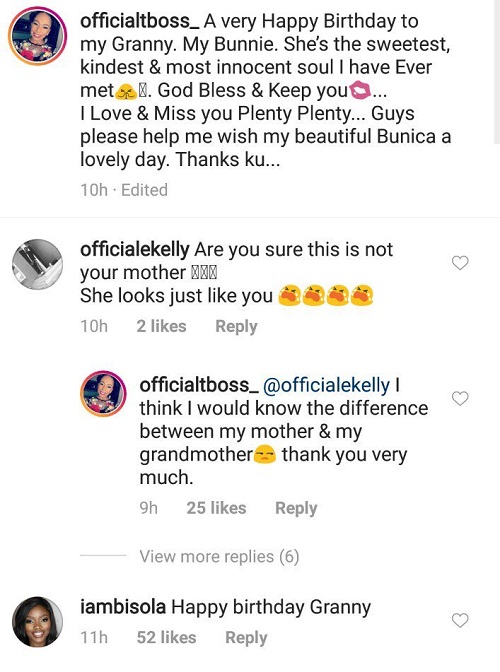 Ex-BBNaija Housemate, Tboss, Celebrates Her Romanian Grandmother’s Birthday