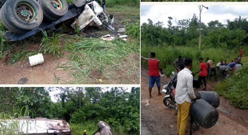 Gullible Residents Rushed With Gallons To Scoop Fuel From Fuel Tanker That Had An Accident [Photos]