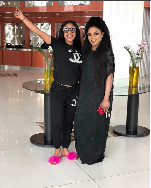 Tonto Dikeh Professes Love to Bobrisky As They Both Step Out In Black [Photos]